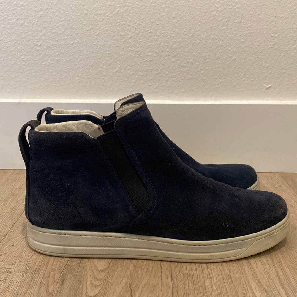 Prada High Top Suede Slip On Sneakers